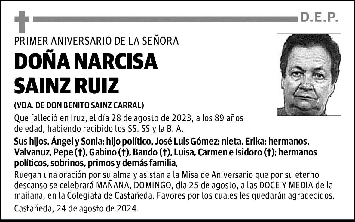 DOÑA NARCISA SAINZ RUIZ