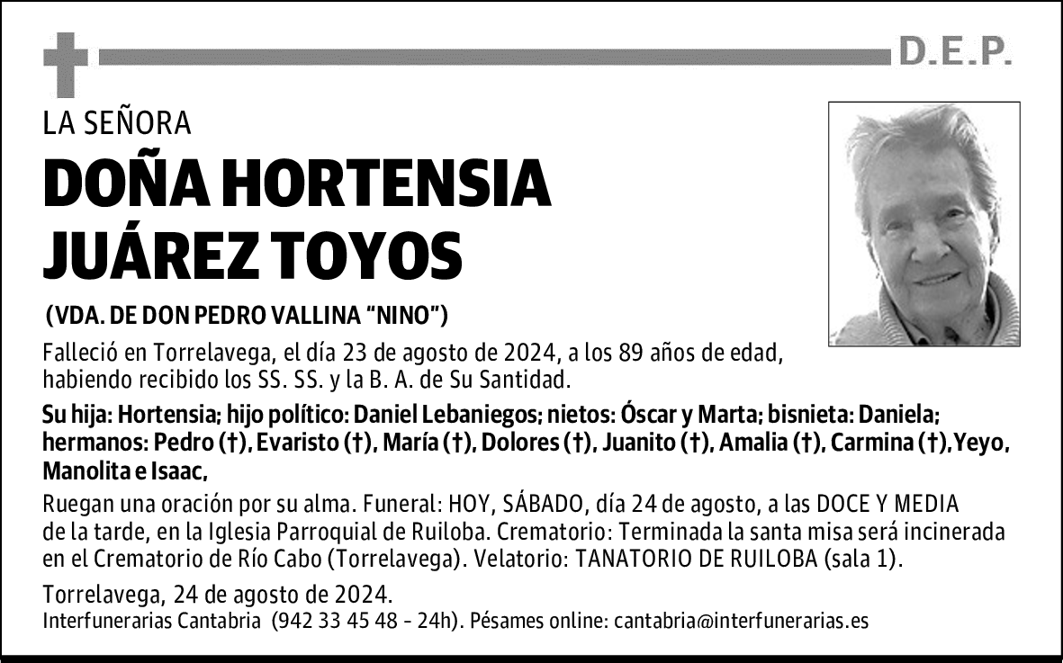 DOÑA HORTENSIA JUÁREZ TOYOS