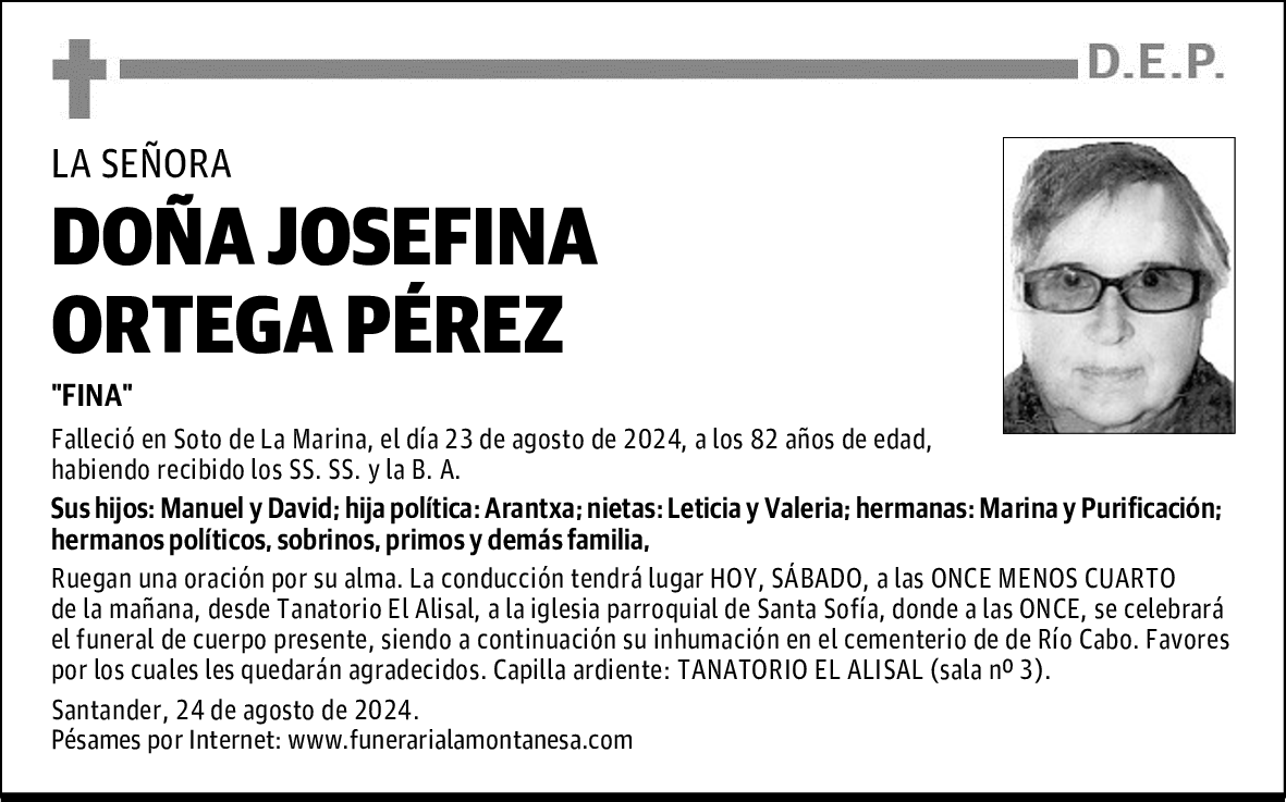 DOÑA JOSEFINA ORTEGA PÉREZ