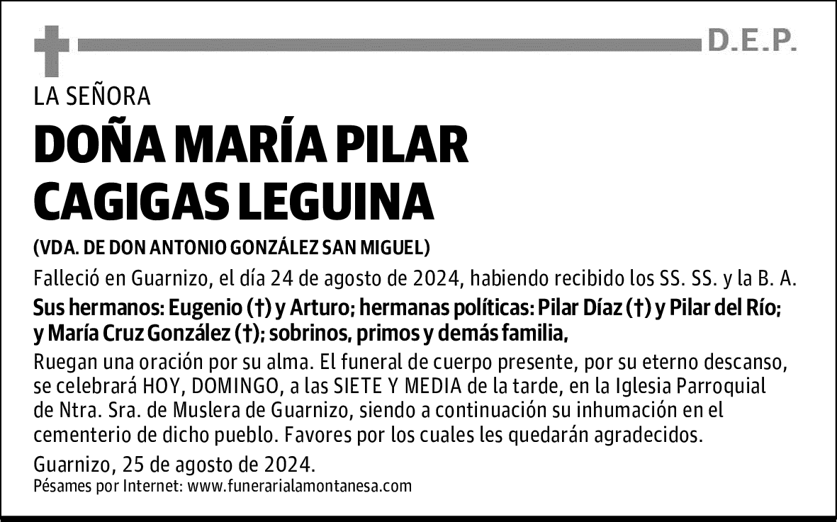 DOÑA MARÍA PILAR CAGIGAS LEGUINA