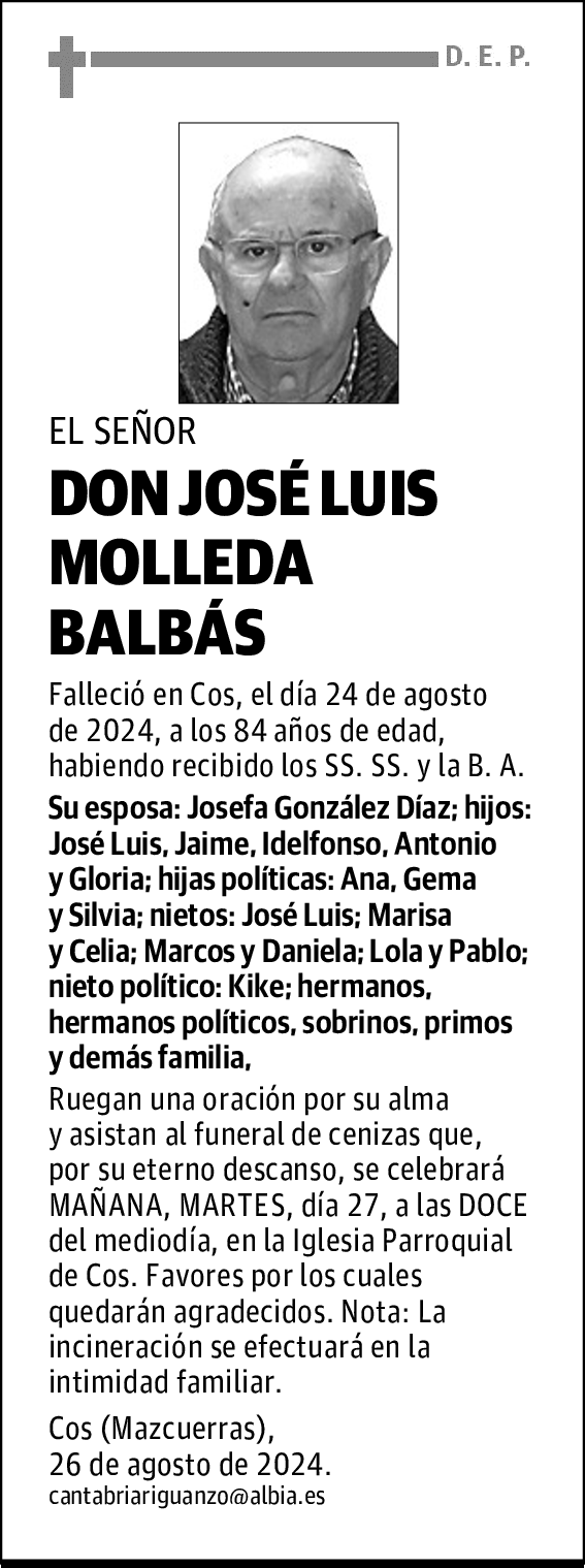 DON JOSÉ LUIS MOLLEDA BALBÁS