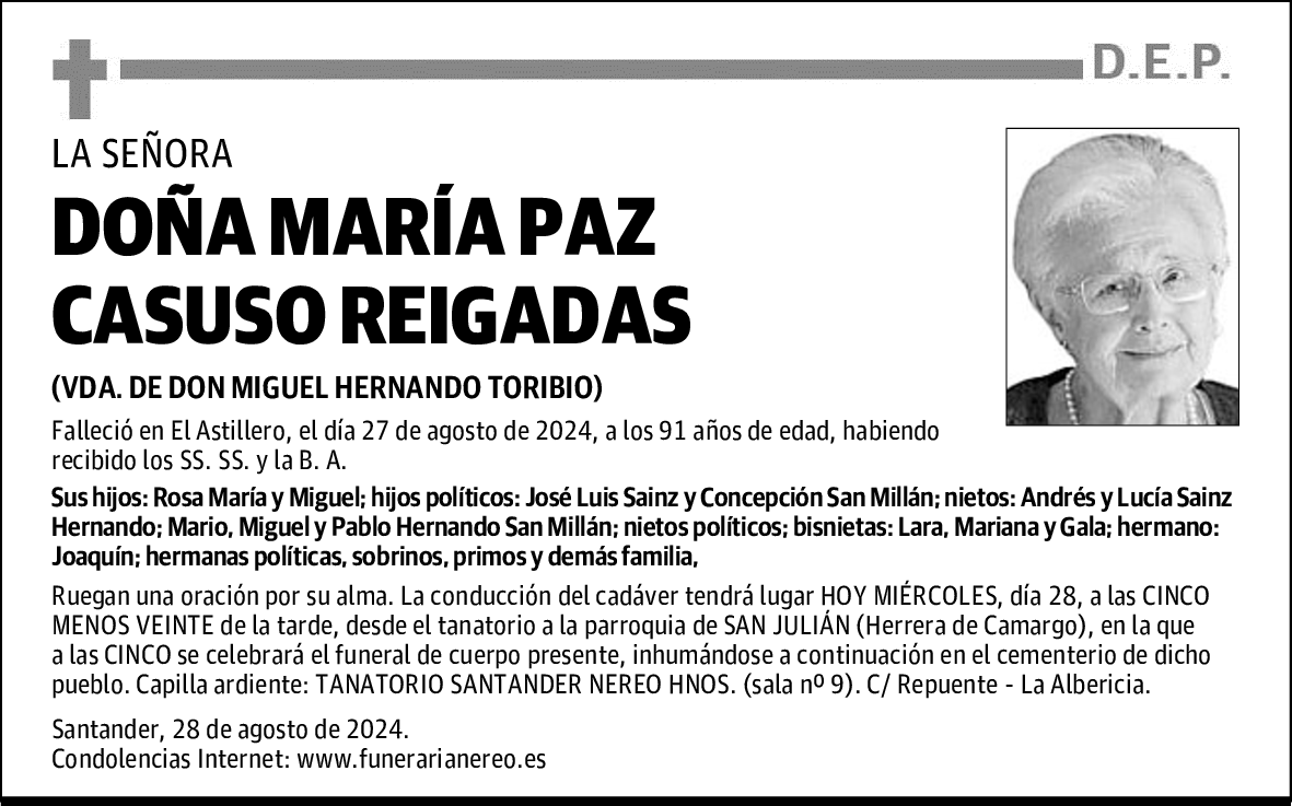 DOÑA MARÍA PAZ CASUSO REIGADAS