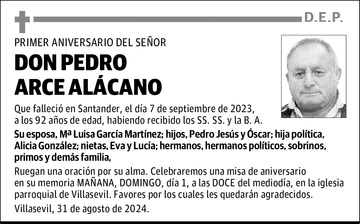 DON PEDRO ARCE ALÁCANO