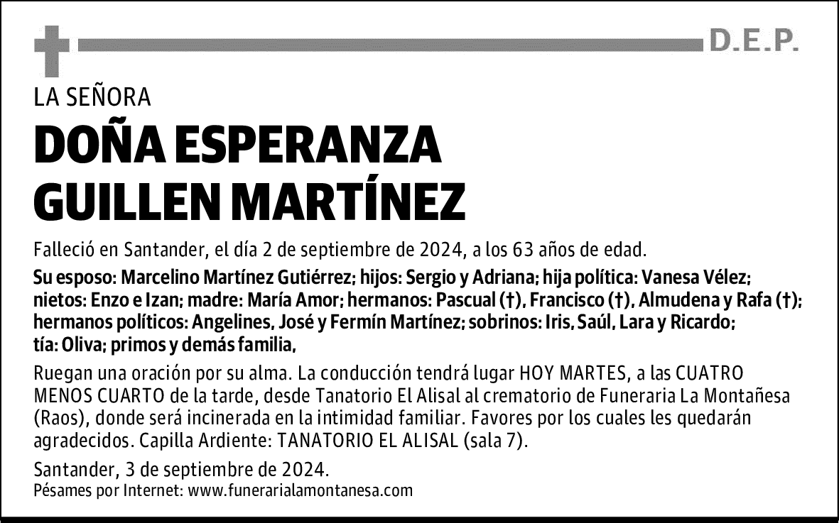 DOÑA ESPERANZA GUILLEN MARTÍNEZ