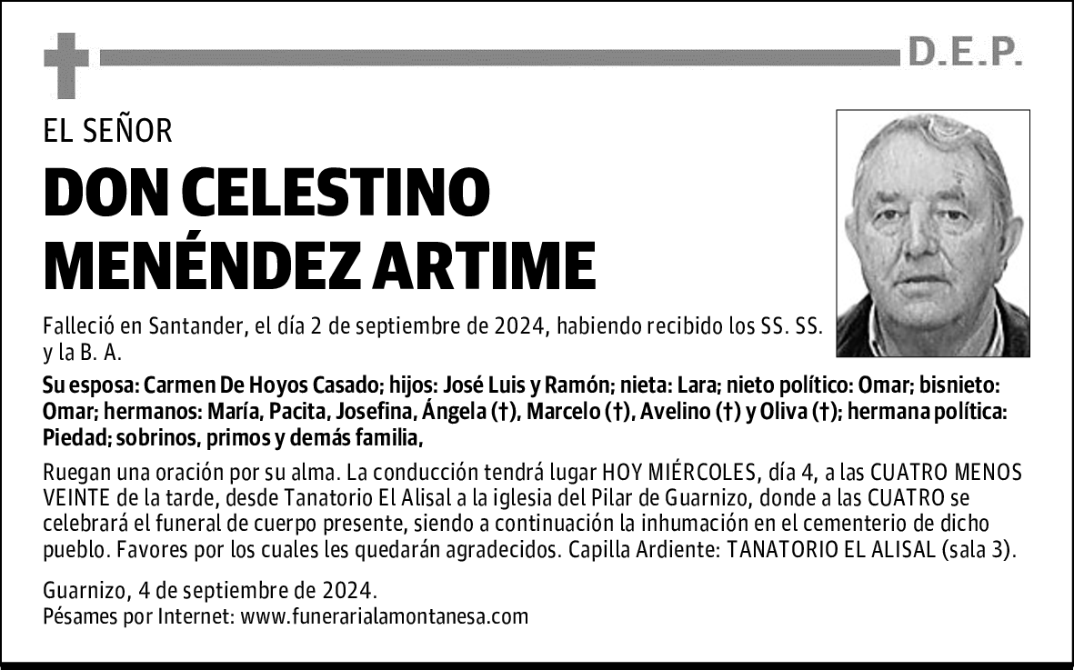 DON CELESTINO MENÉNDEZ ARTIME