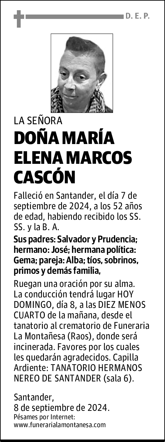 DOÑA MARÍA ELENA MARCOS CASCÓN