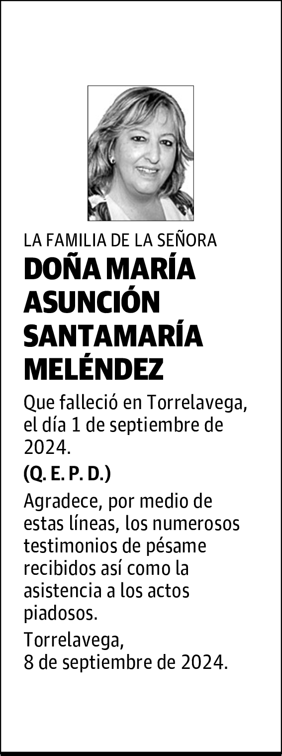 DOÑA MARIA ASUNCION SANTAMARIA MELENDEZ