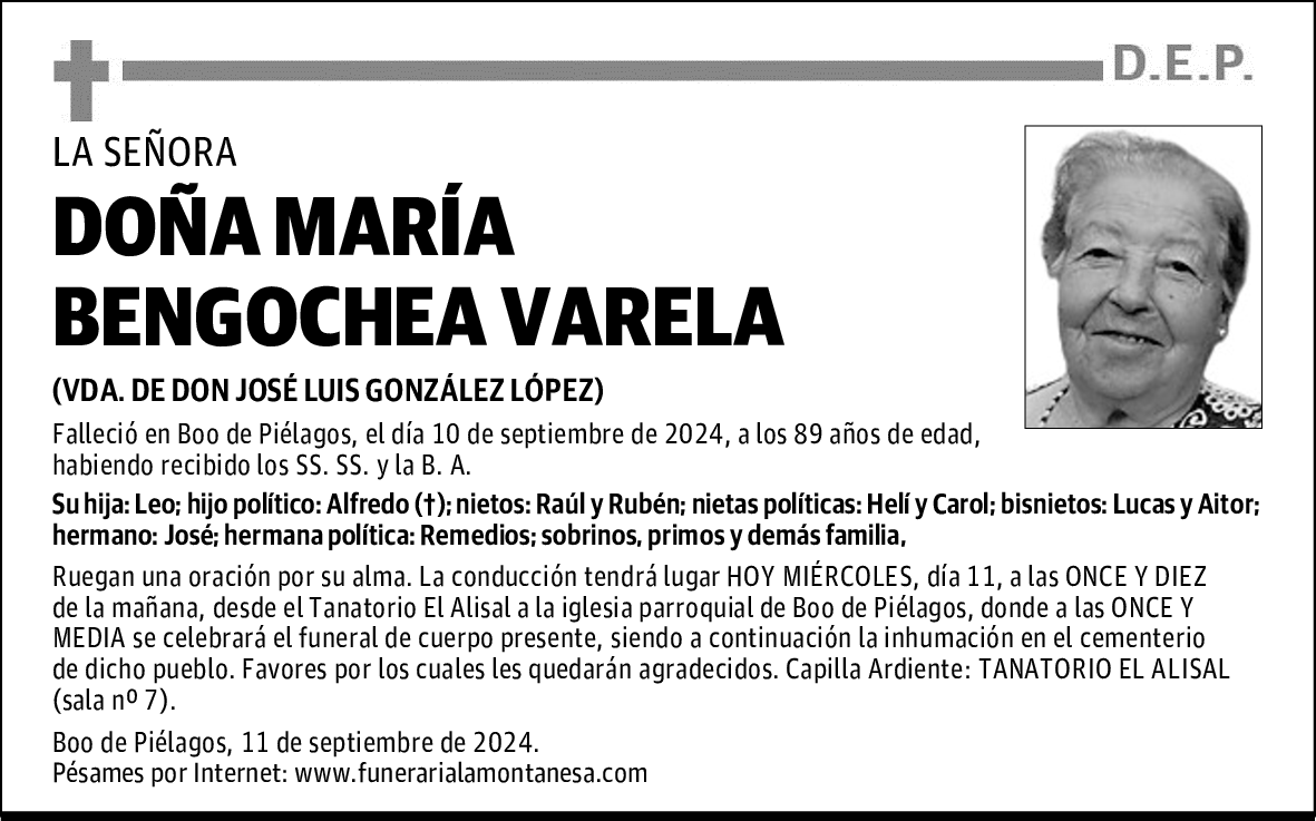 DOÑA MARÍA BENGOCHEA VARELA