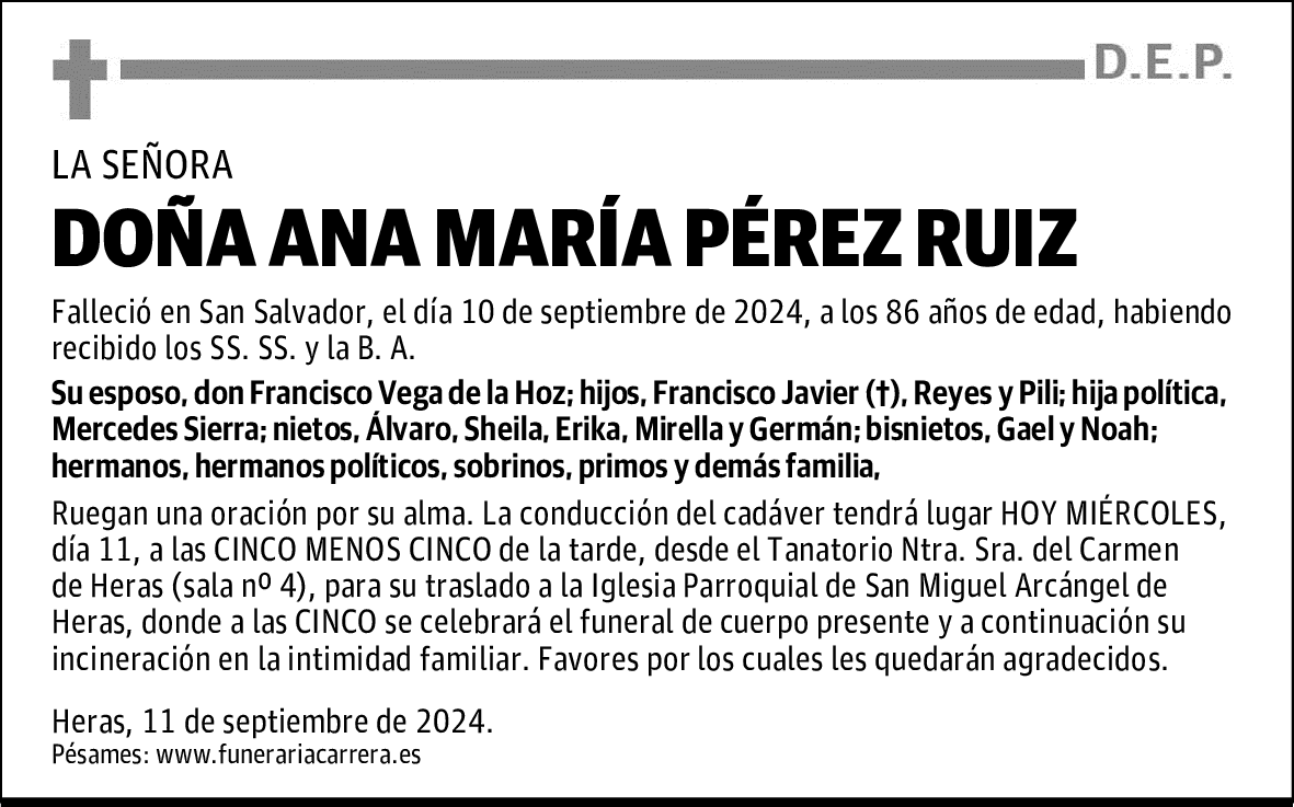 DOÑA ANA MARÍA PÉREZ RUIZ