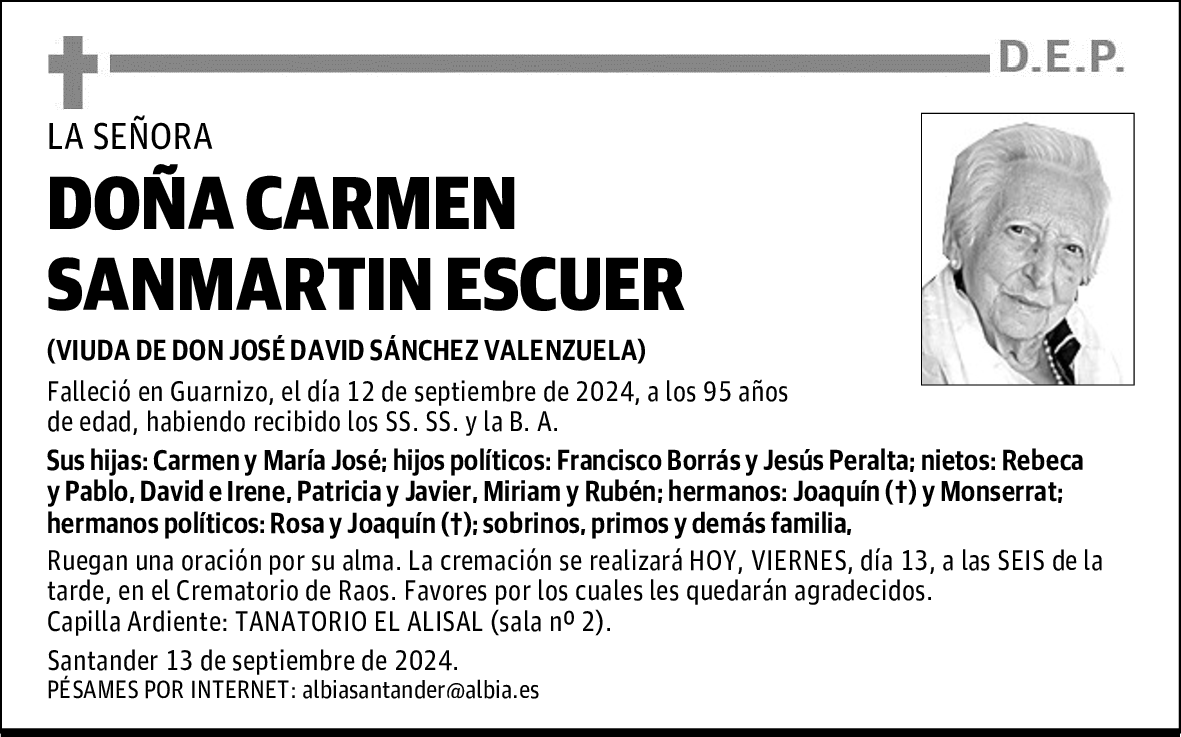 DOÑA CARMEN SANMARTIN ESCUER