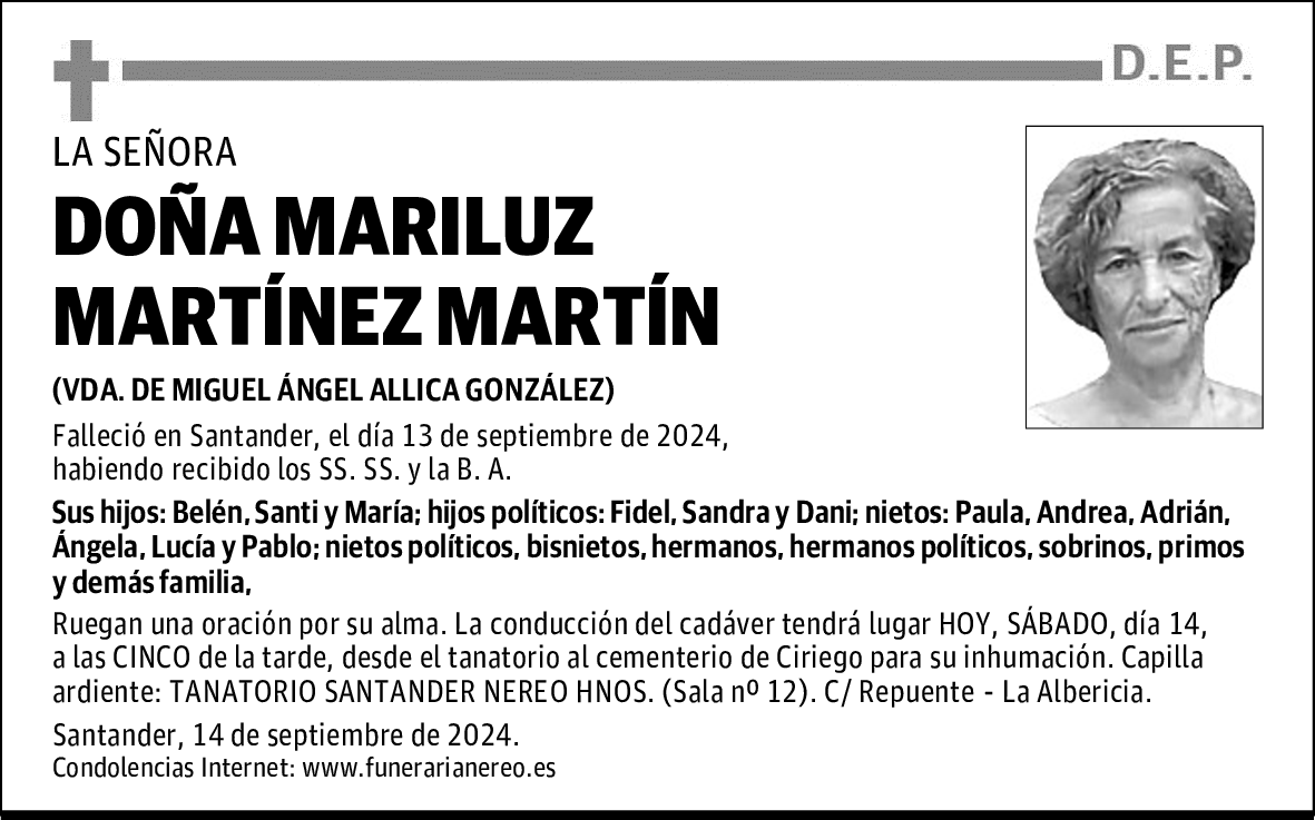 DOÑA MARILUZ MARTÍNEZ MARTÍN
