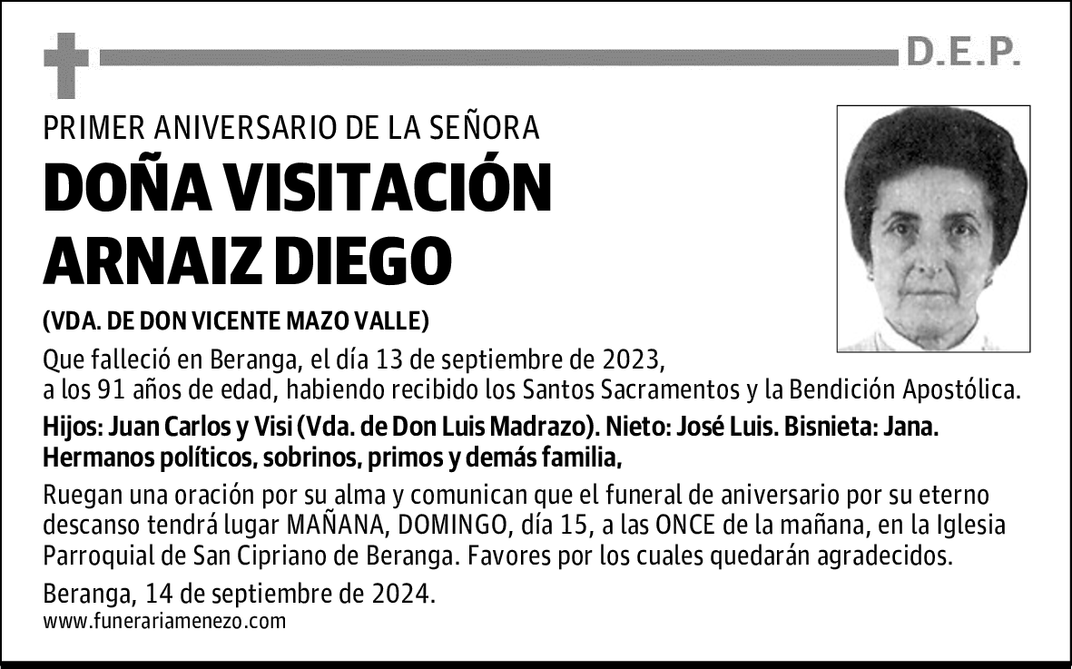 DOÑA VISITACIÓN ARNAIZ DIEGO