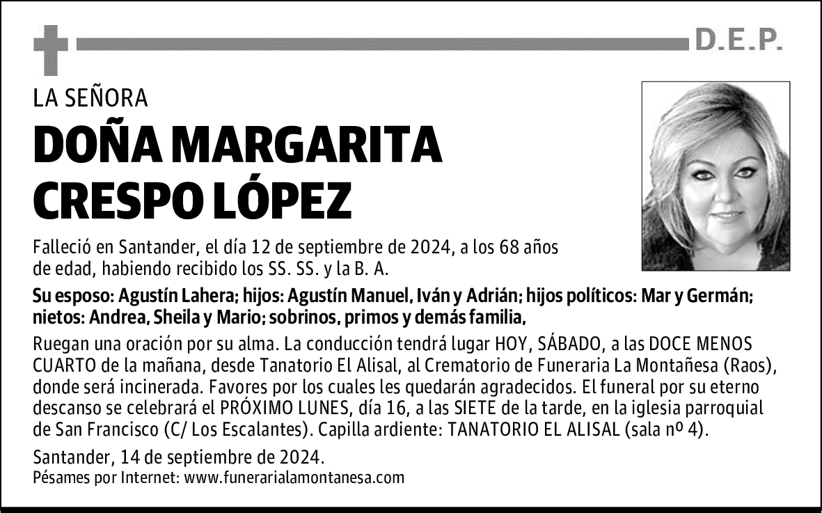DOÑA MARGARITA CRESPO LÓPEZ