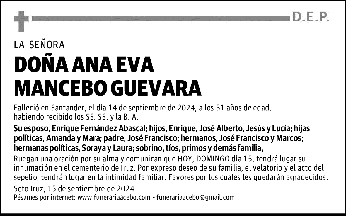 DOÑA ANA EVA MANCEBO GUEVARA