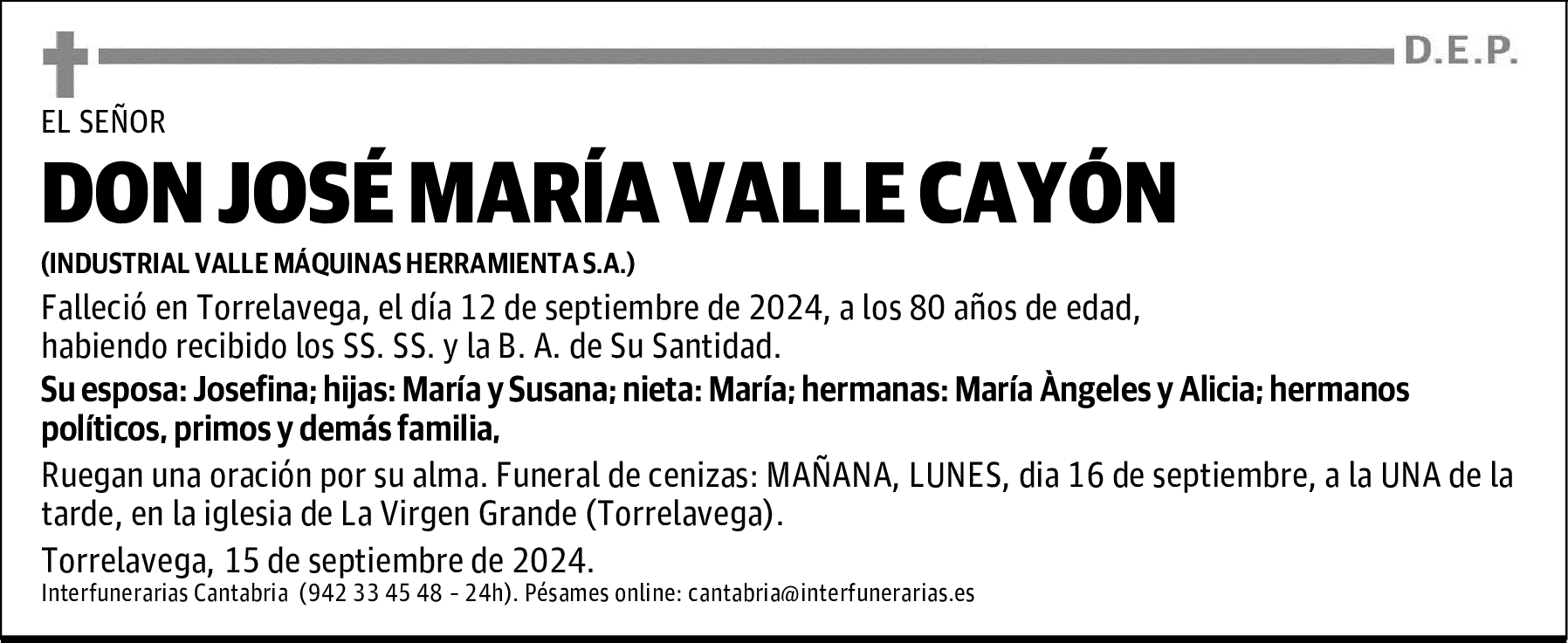 DON JOSÉ MARÍA VALLE CAYÓN