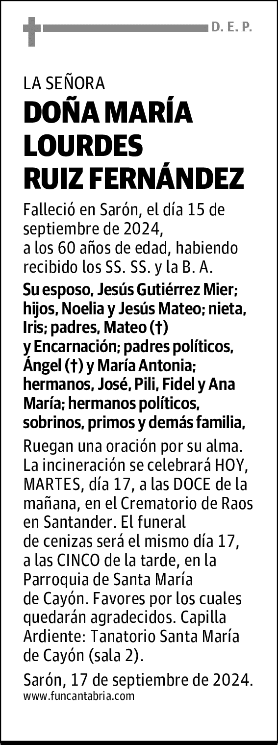 DOÑA MARÍA LOURDES RUIZ FERNÁNDEZ