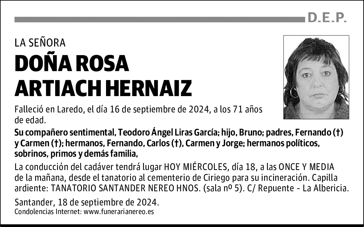 DOÑA ROSA ARTIACH HERNAIZ