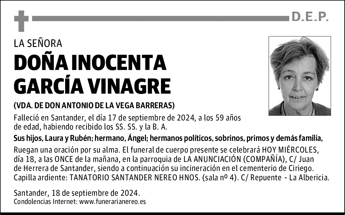 DOÑA INOCENTA GARCÍA VINAGRE