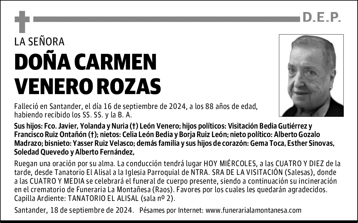 DOÑA CARMEN VENERO ROZAS