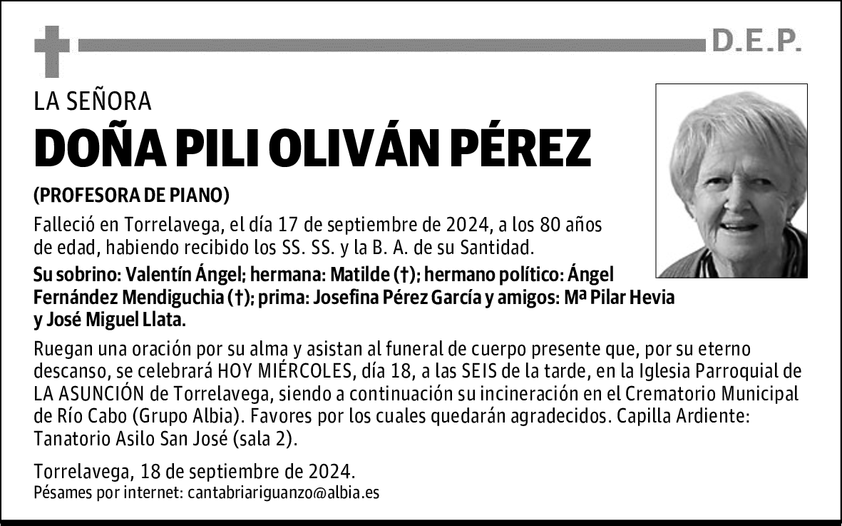 DOÑA PILI OLIVÁN PÉREZ