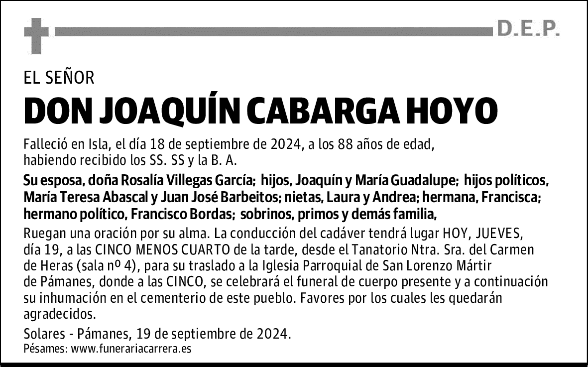 DON JOAQUÍN CABARGA HOYO