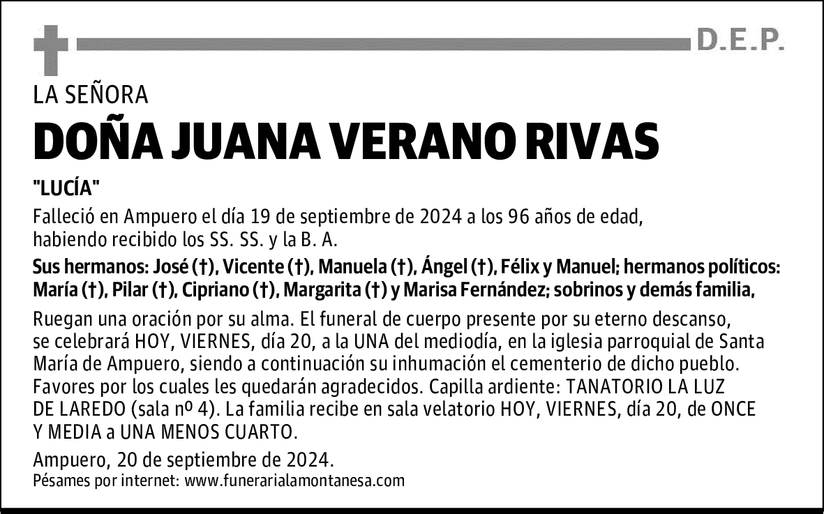 DOÑA JUANA VERANO RIVAS