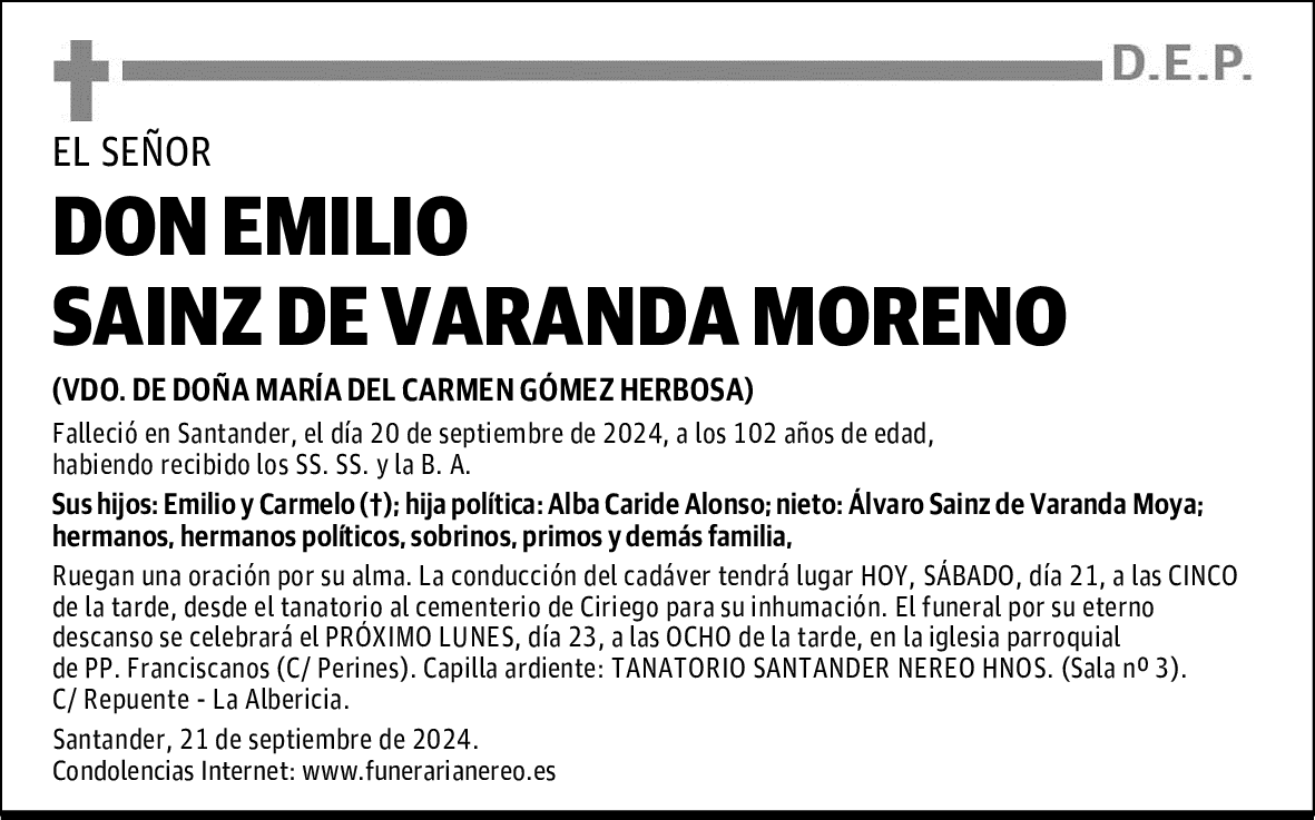DON EMILIO SAINZ DE VARANDA MORENO
