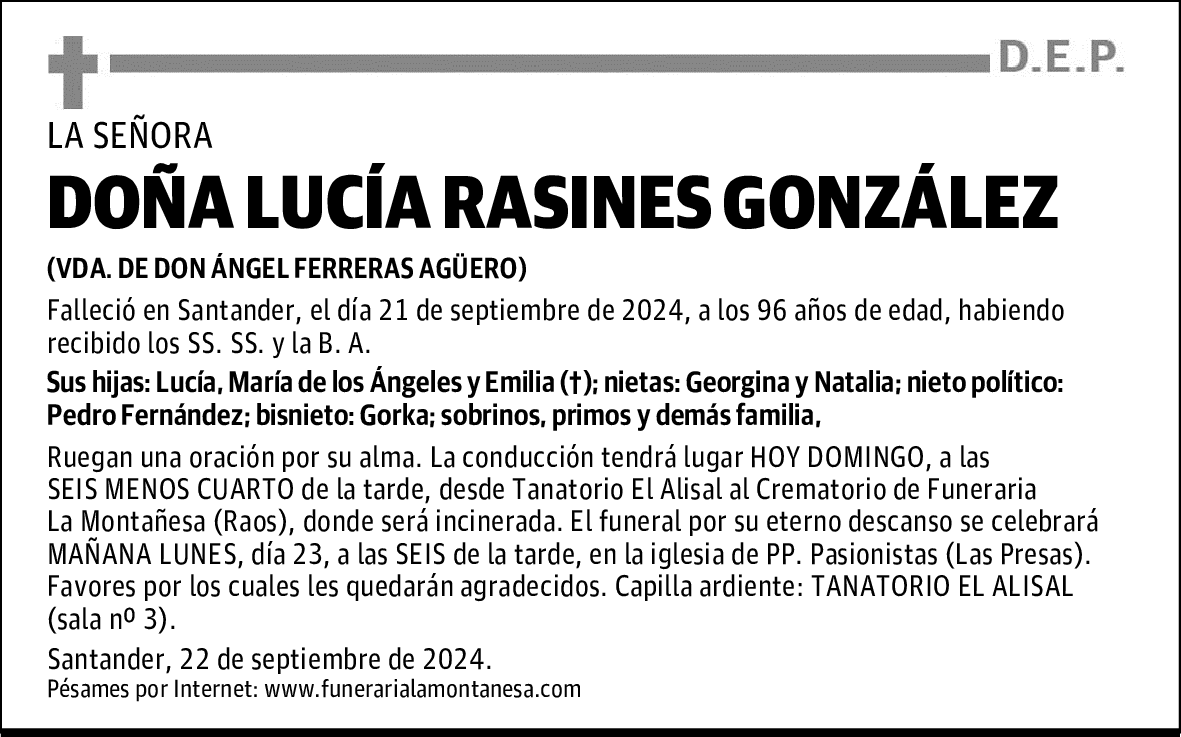 DOÑA LUCÍA RASINES GONZÁLEZ