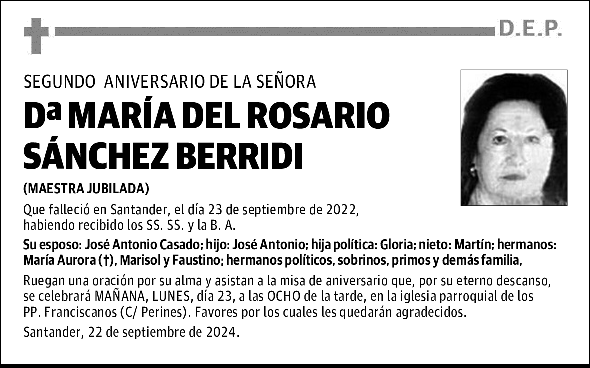 DOÑA MARÍA DEL ROSARIO SÁNCHEZ BERRIDI