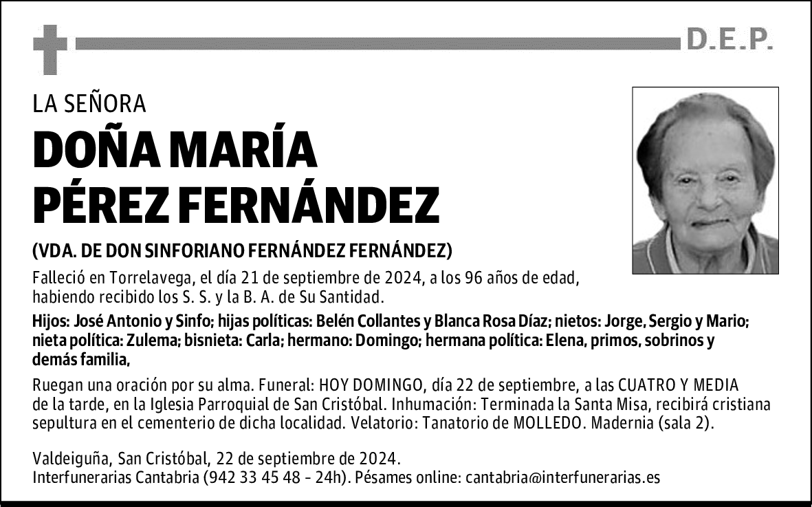 DOÑA MARÍA PÉREZ FERNÁNDEZ