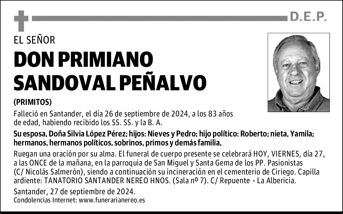 DON PRIMIANO SANDOVAL PEÑALVO