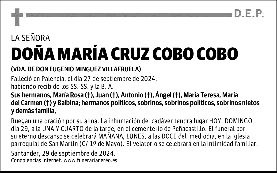DOÑA MARÍA CRUZ COBO COBO