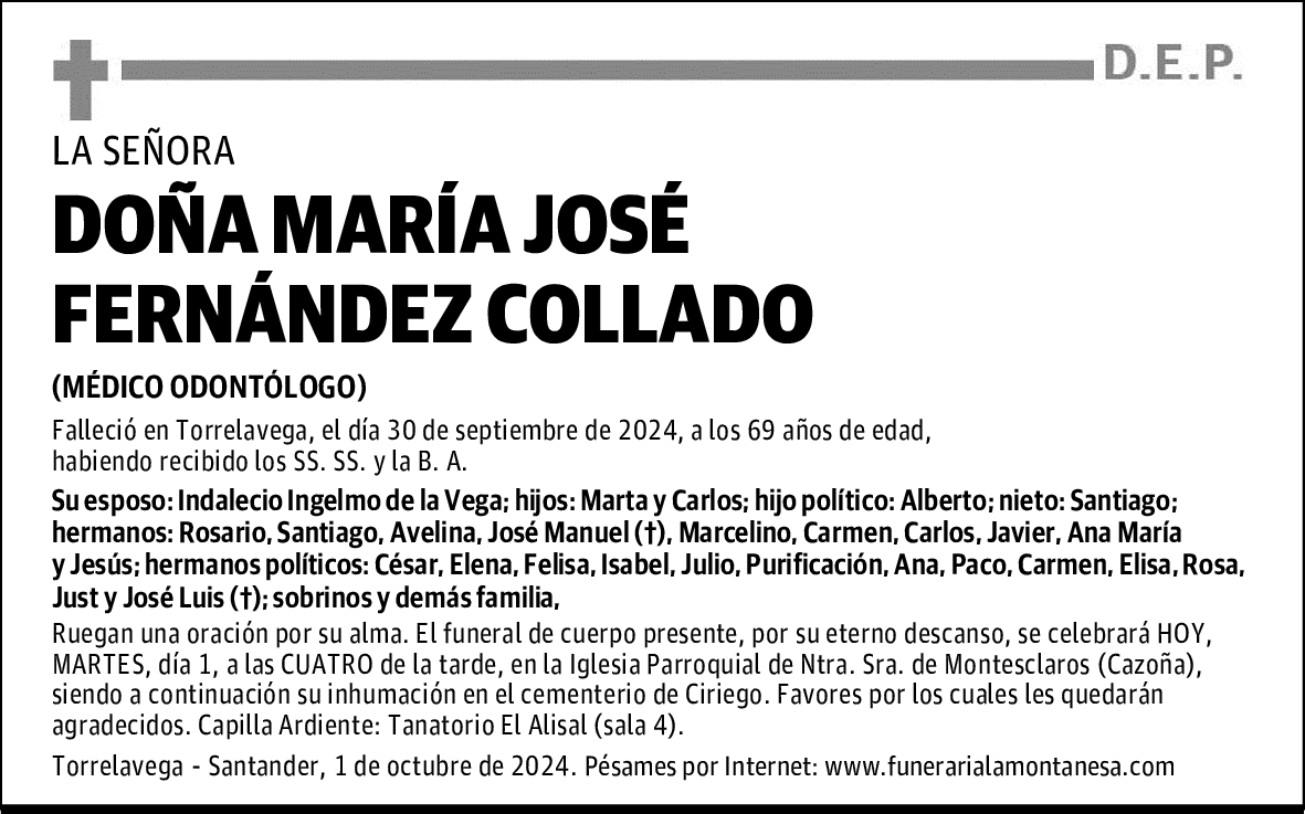 DOÑA MARÍA JOSÉ FERNÁNDEZ COLLADO
