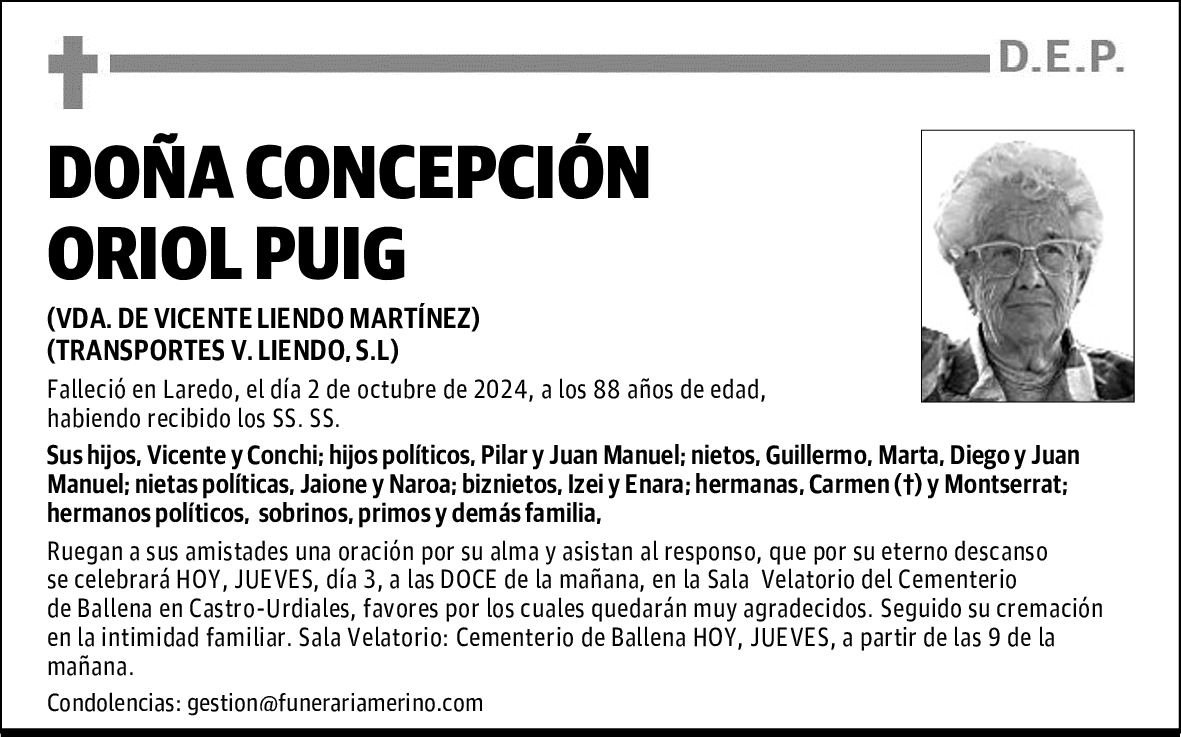 DOÑA CONCEPCIÓN ORIOL PUIG