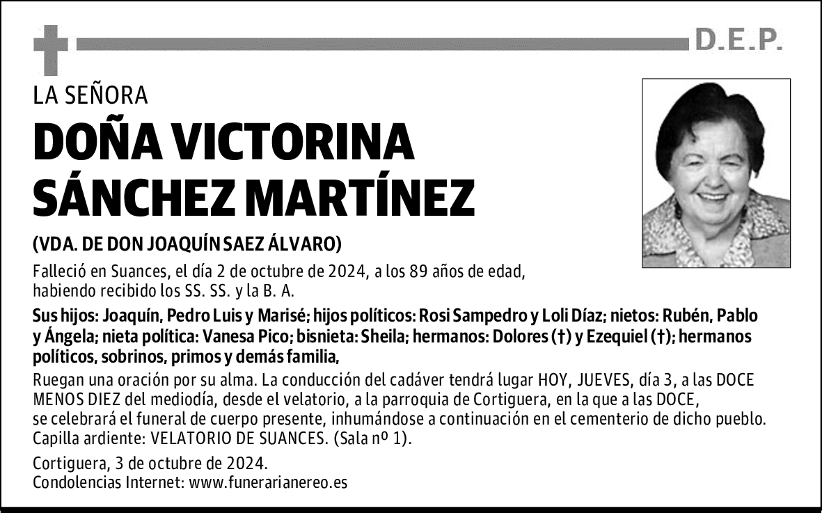 DOÑA VICTORINA SÁNCHEZ MARTÍNEZ