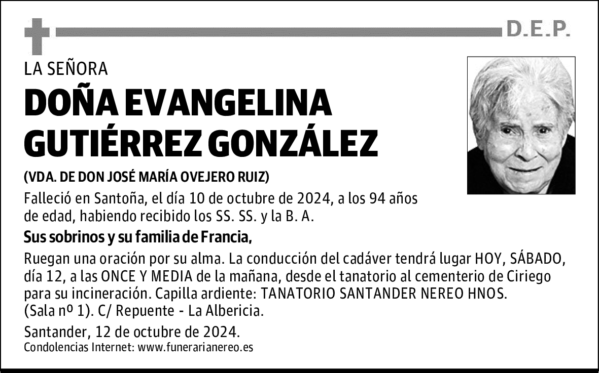 DOÑA EVANGELINA GUTIÉRREZ GONZÁLEZ