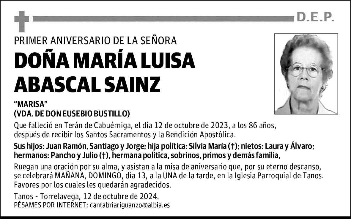 DOÑA MARÍA LUISA ABASCAL SAINZ