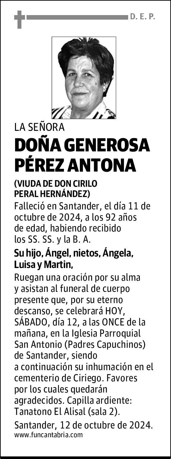 DOÑA GENEROSA PÉREZ ANTONA