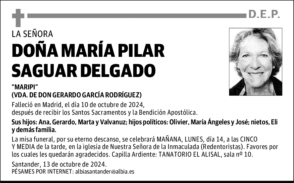 DOÑA MARÍA PILAR SAGUAR DELGADO
