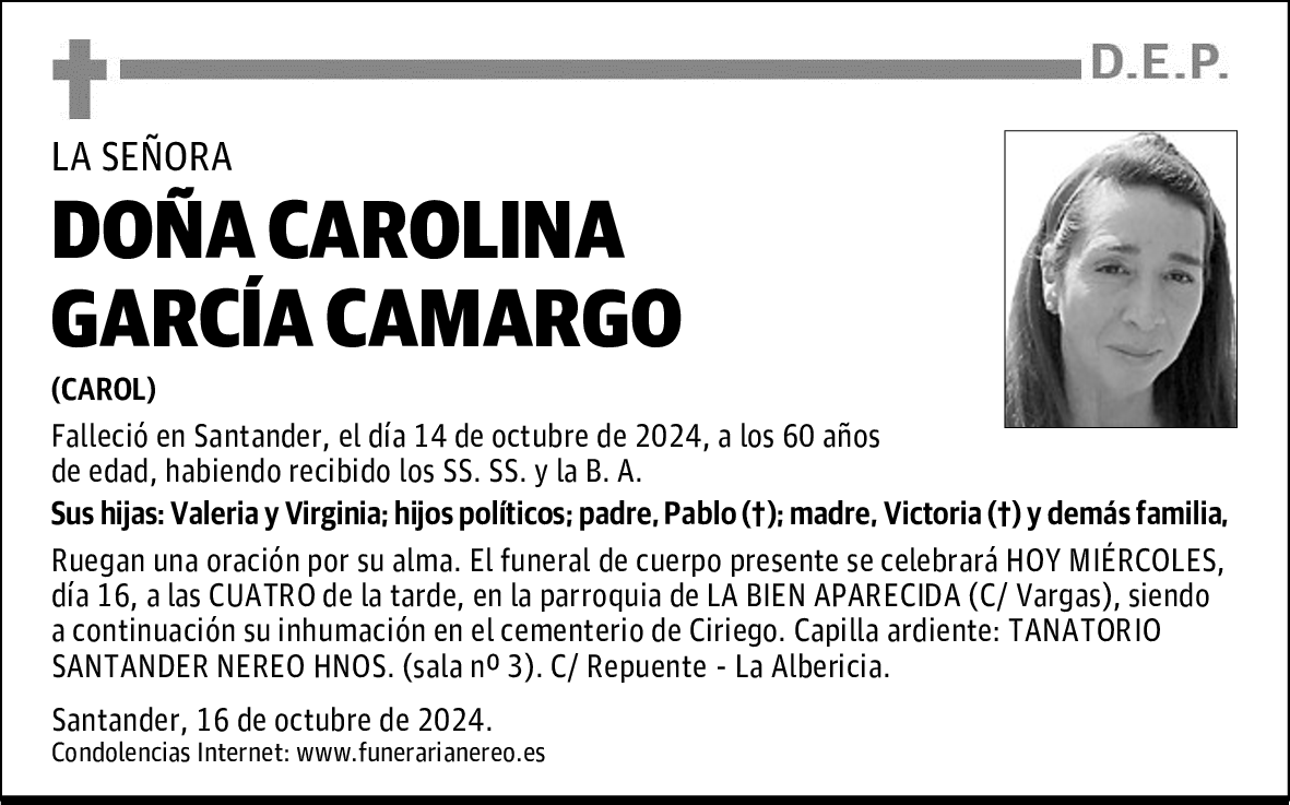 DOÑA CAROLINA GARCÍA CAMARGO