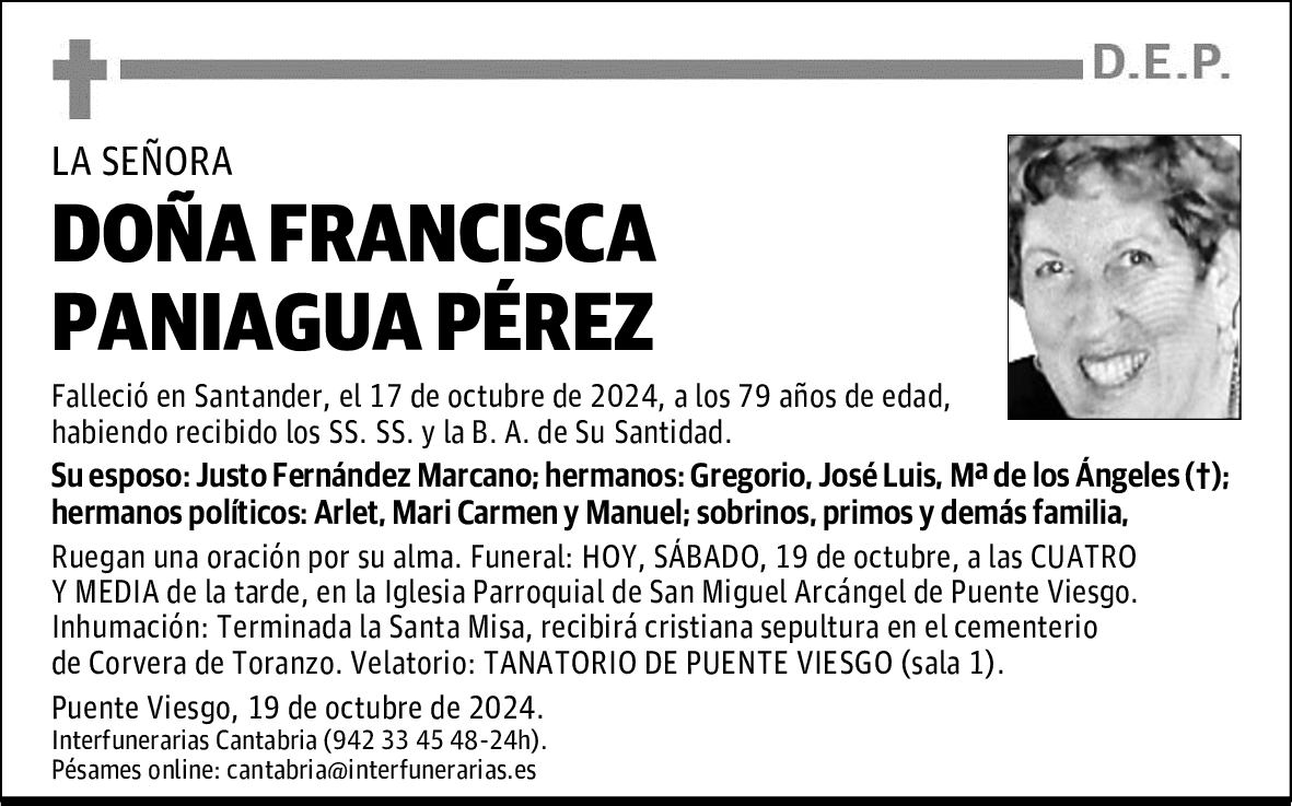 DOÑA FRANCISCA PANIAGUA PÉREZ