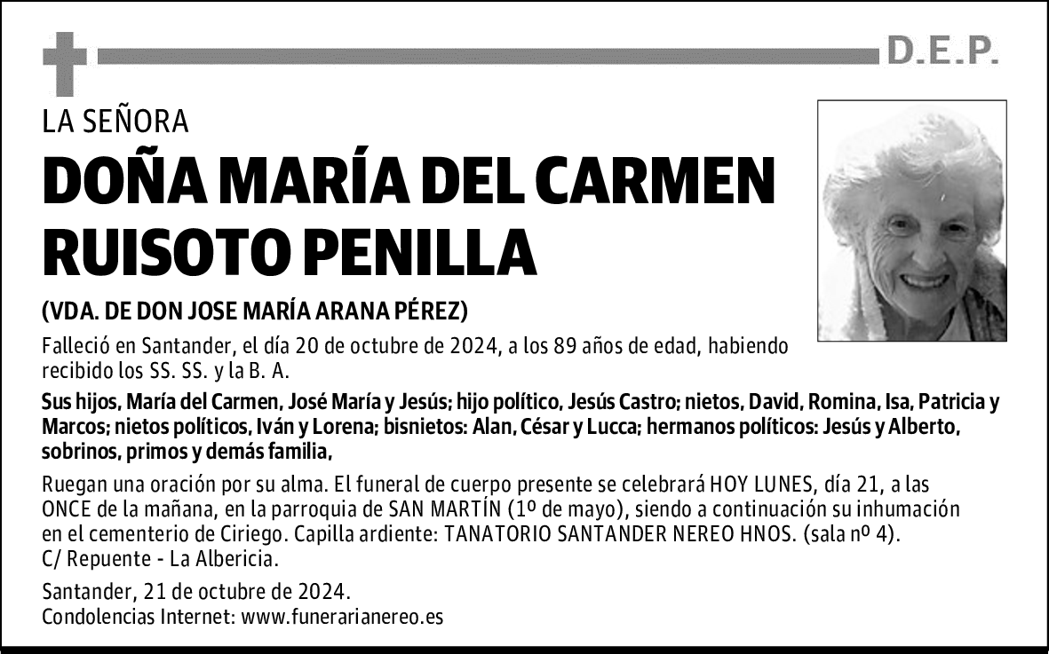 DOÑA MARÍA DEL CARMEN RUISOTO PENILLA