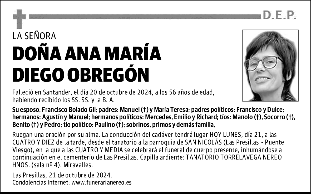DOÑA ANA MARÍA DIEGO OBREGÓN