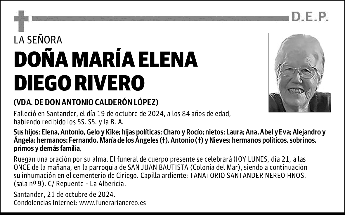 DOÑA MARÍA ELENA DIEGO RIVERO