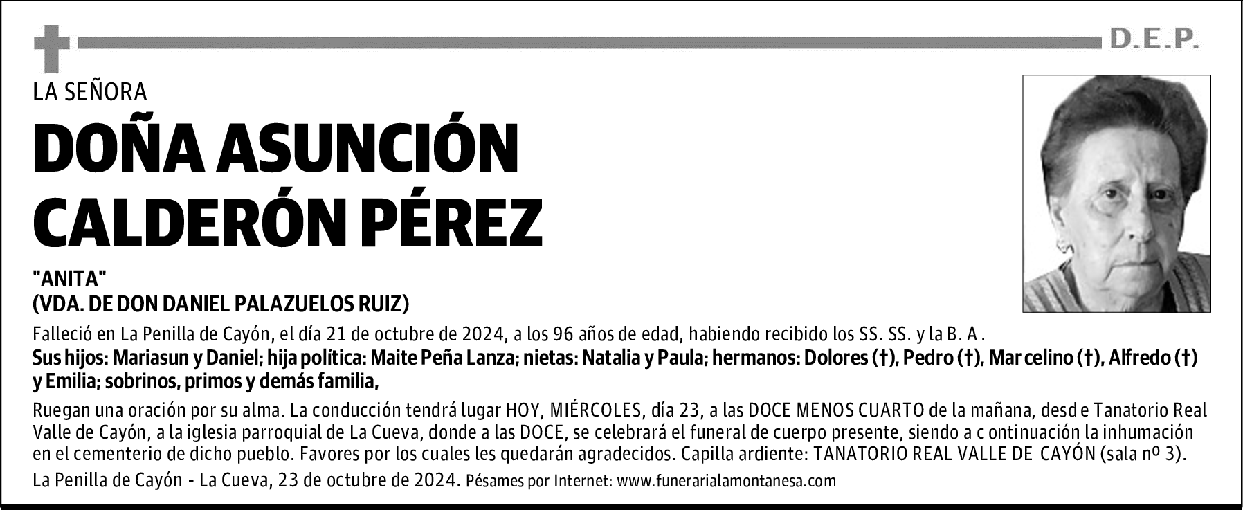 DOÑA ASUNCIÓN CALDERÓN PÉREZ