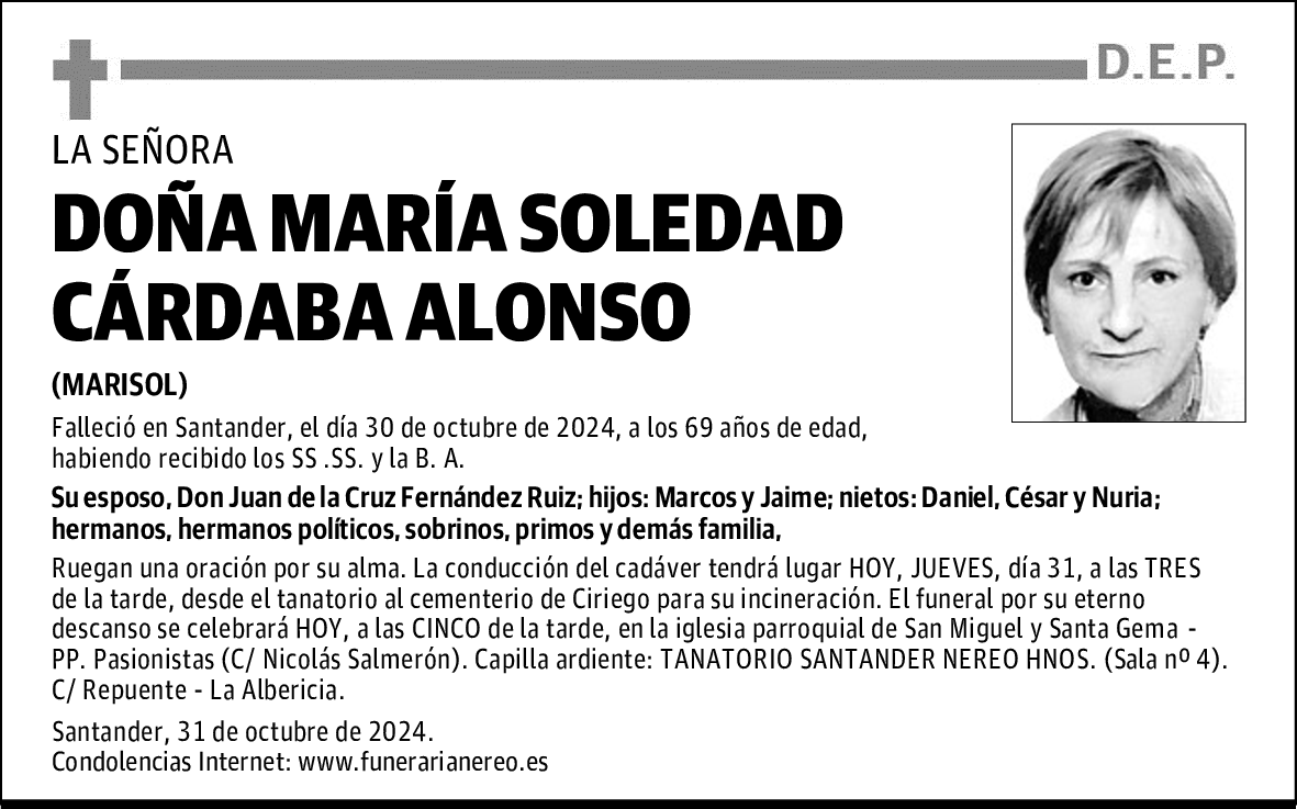 DOÑA MARÍA SOLEDAD CÁRDABA ALONSO