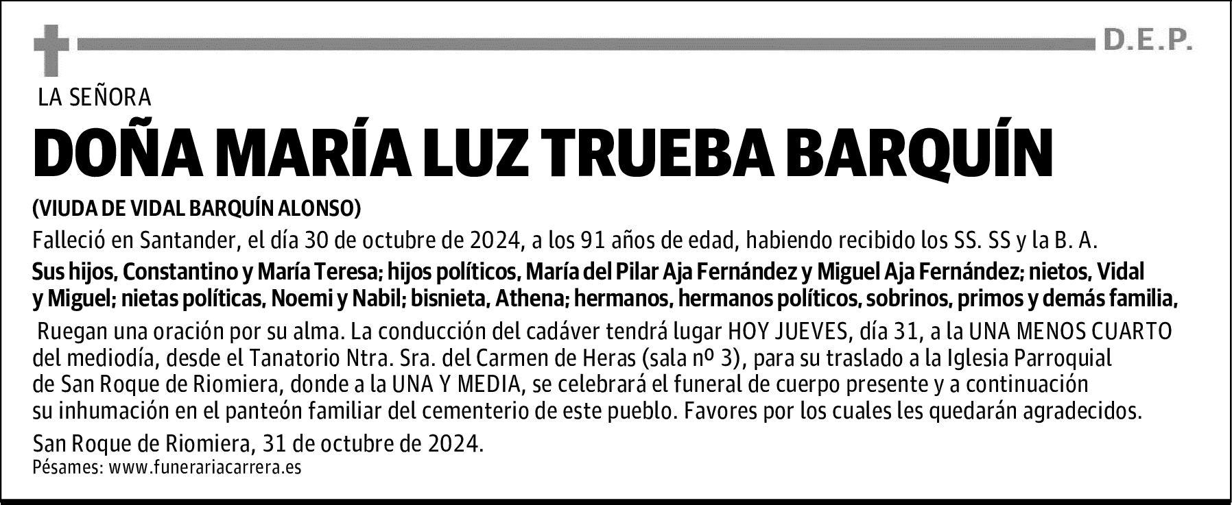 DOÑA MARÍA LUZ TRUEBA BARQUÍN