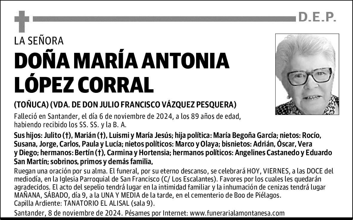 DOÑA MARÍA ANTONIA LÓPEZ CORRAL