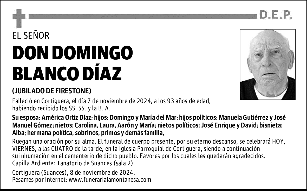 DON DOMINGO BLANCO DÍAZ