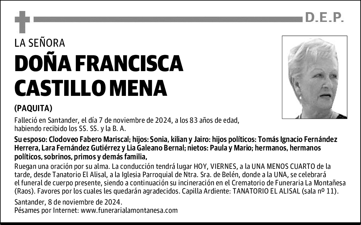 DOÑA FRANCISCA CASTILLO MENA